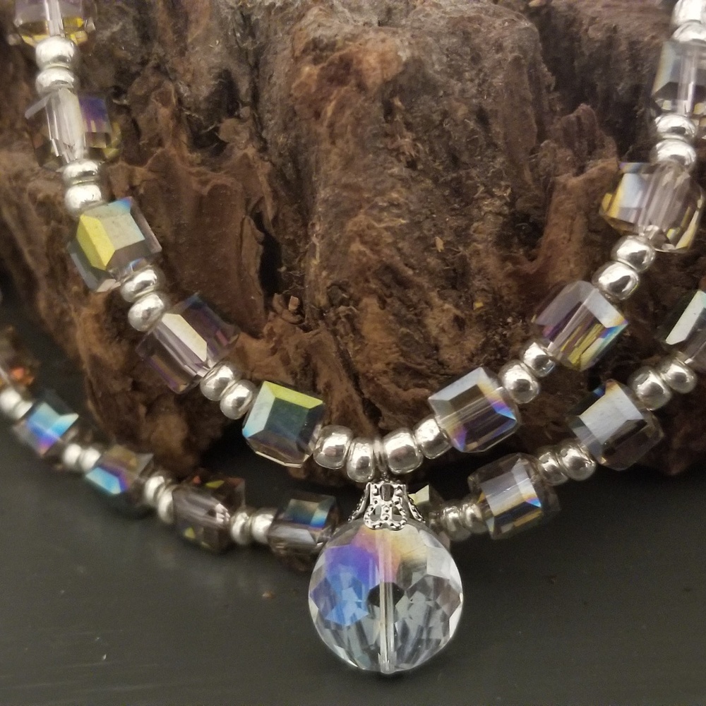 Unique Square Glass Bead Necklace